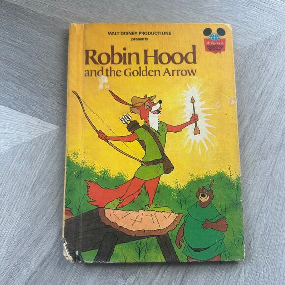 Disney Robin Hood Golden Arrow Hardcover Vintage Book 1977 - Picture 1 of 10